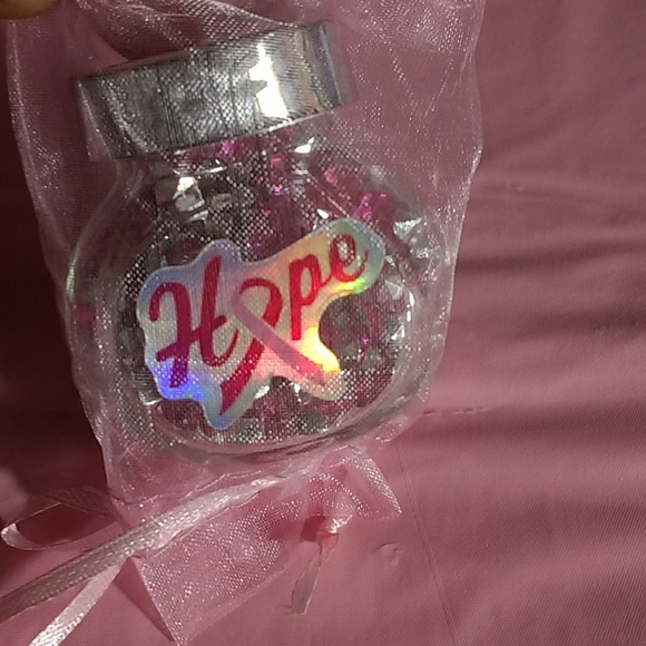 Breast Cancer Awareness Pink Rhinestones Gem 1.05 oz Keepsake Bottle Jar Crafts - Picture 11 of 12